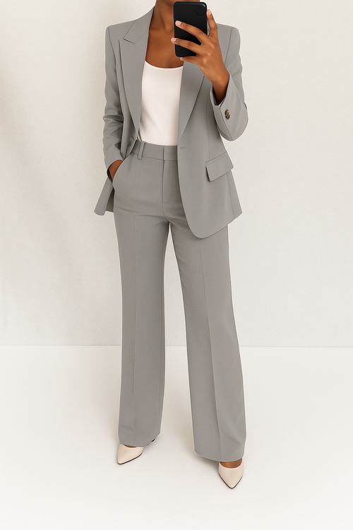 Chic Two-Piece Blazer & Trouser Set – Office, Casual