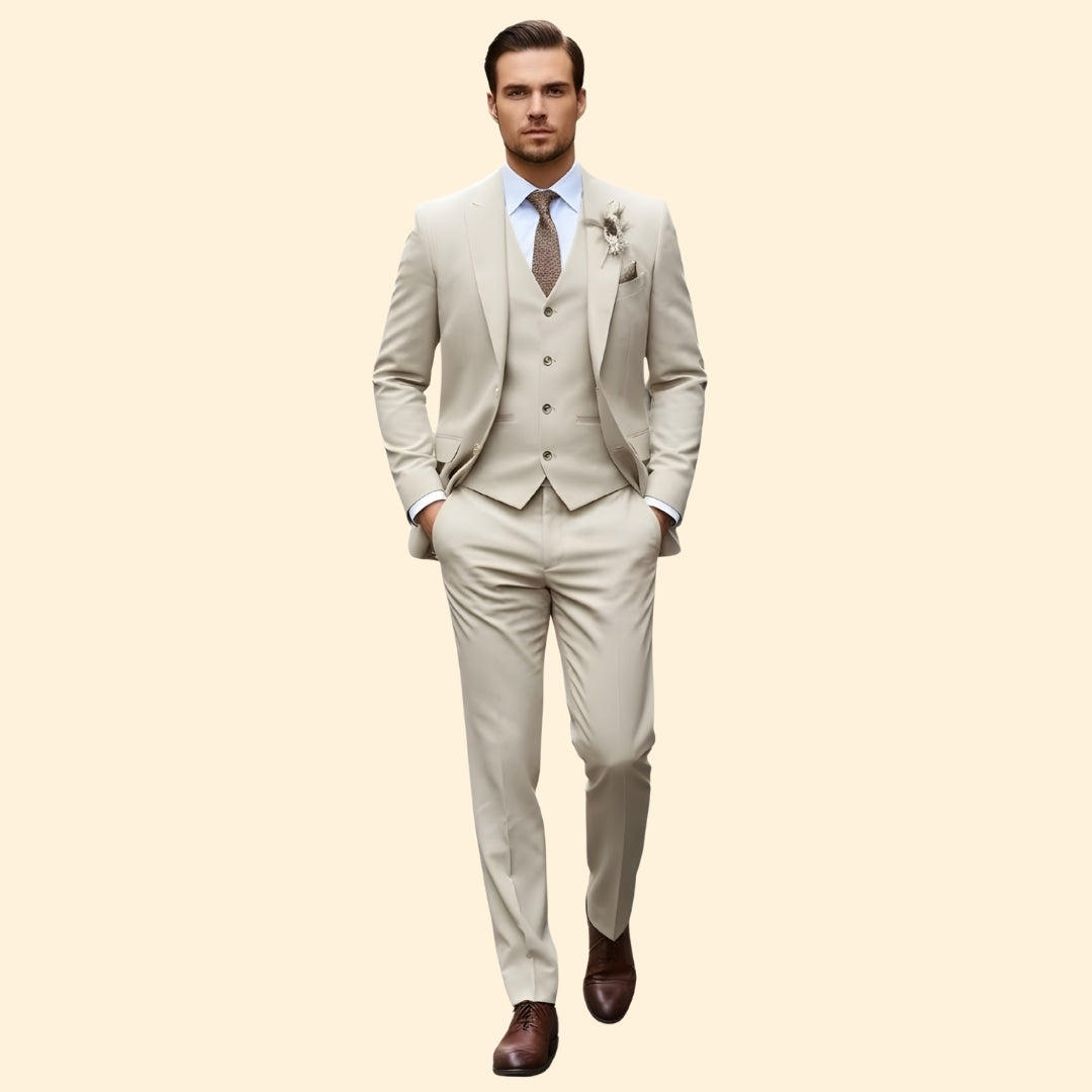 Men's Three-Piece Suit Elegance – Office, Formal Events
