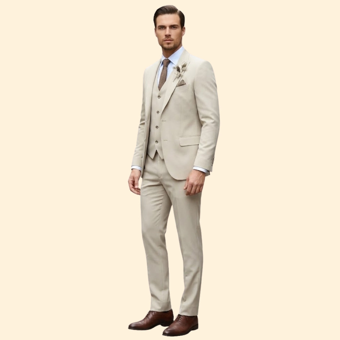 Men's Three-Piece Suit Elegance – Office, Formal Events