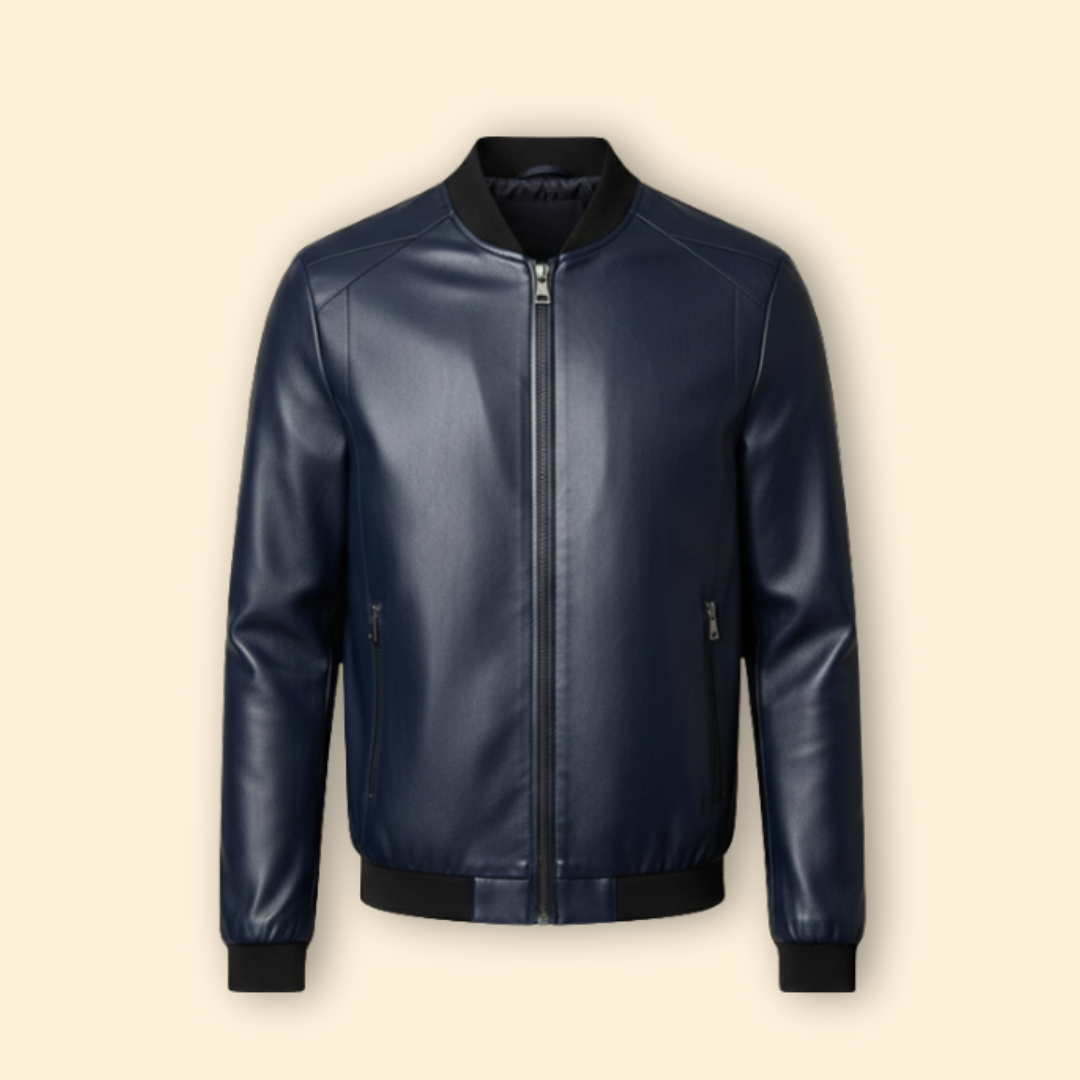 Men's Leather Bomber Jacket – Casual Wear, Stylish Outerwear