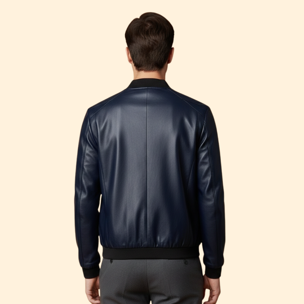 Men's Leather Bomber Jacket – Casual Wear, Stylish Outerwear
