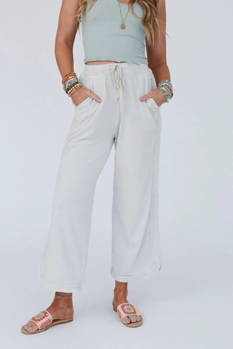Retro Washed Vintage Casual Drawstring Long Pants – Everyday Wear, Comfortable Style