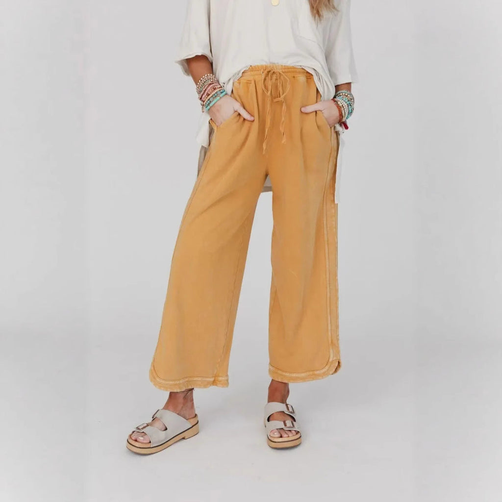 Retro Washed Vintage Casual Drawstring Long Pants – Everyday Wear, Comfortable Style