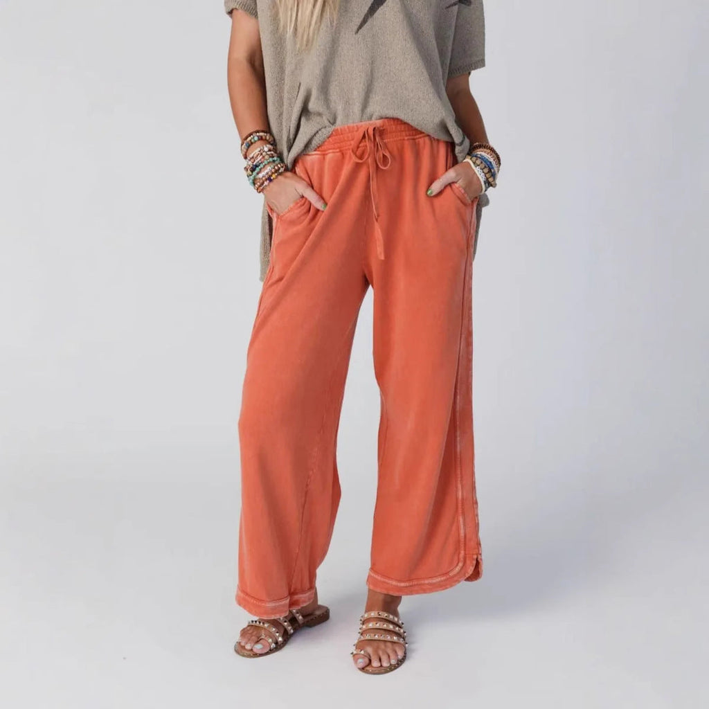 Retro Washed Vintage Casual Drawstring Long Pants – Everyday Wear, Comfortable Style