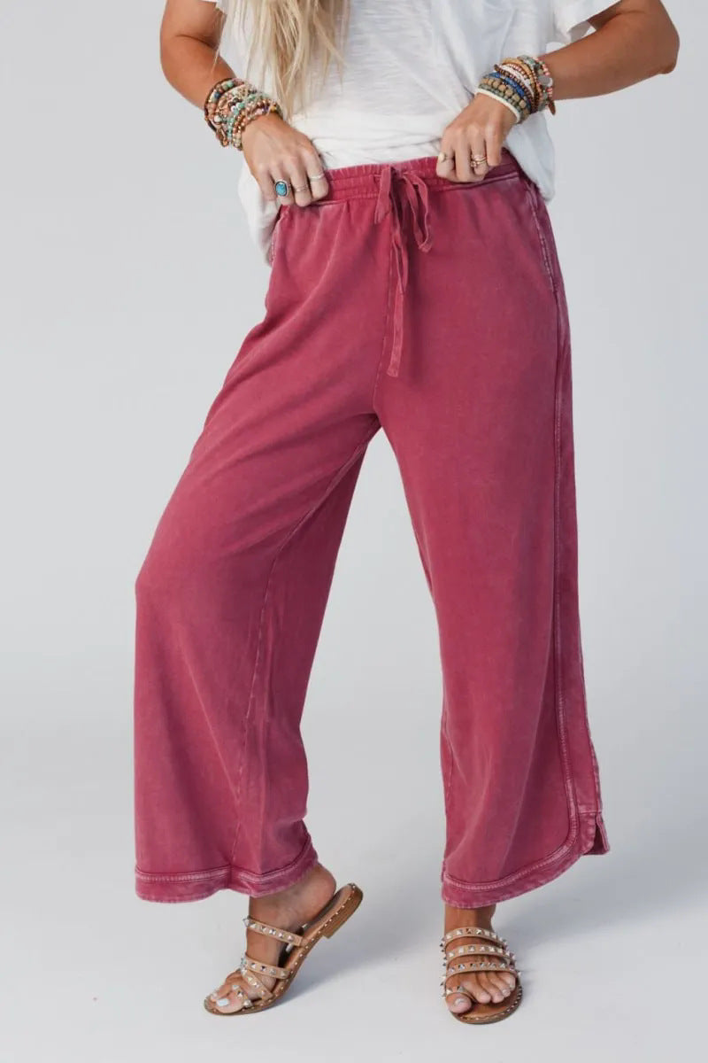 Retro Washed Vintage Casual Drawstring Long Pants – Everyday Wear, Comfortable Style
