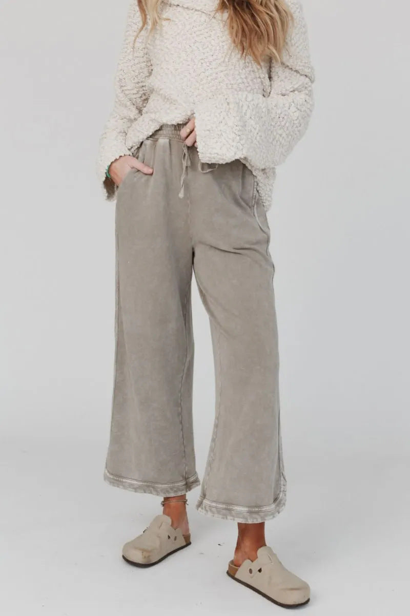 Retro Washed Vintage Casual Drawstring Long Pants – Everyday Wear, Comfortable Style