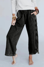 Retro Washed Vintage Casual Drawstring Long Pants – Everyday Wear, Comfortable Style