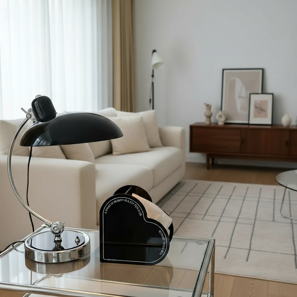 ScandiArc Table Lamp | Curved Metal Design – Home Office, Gift