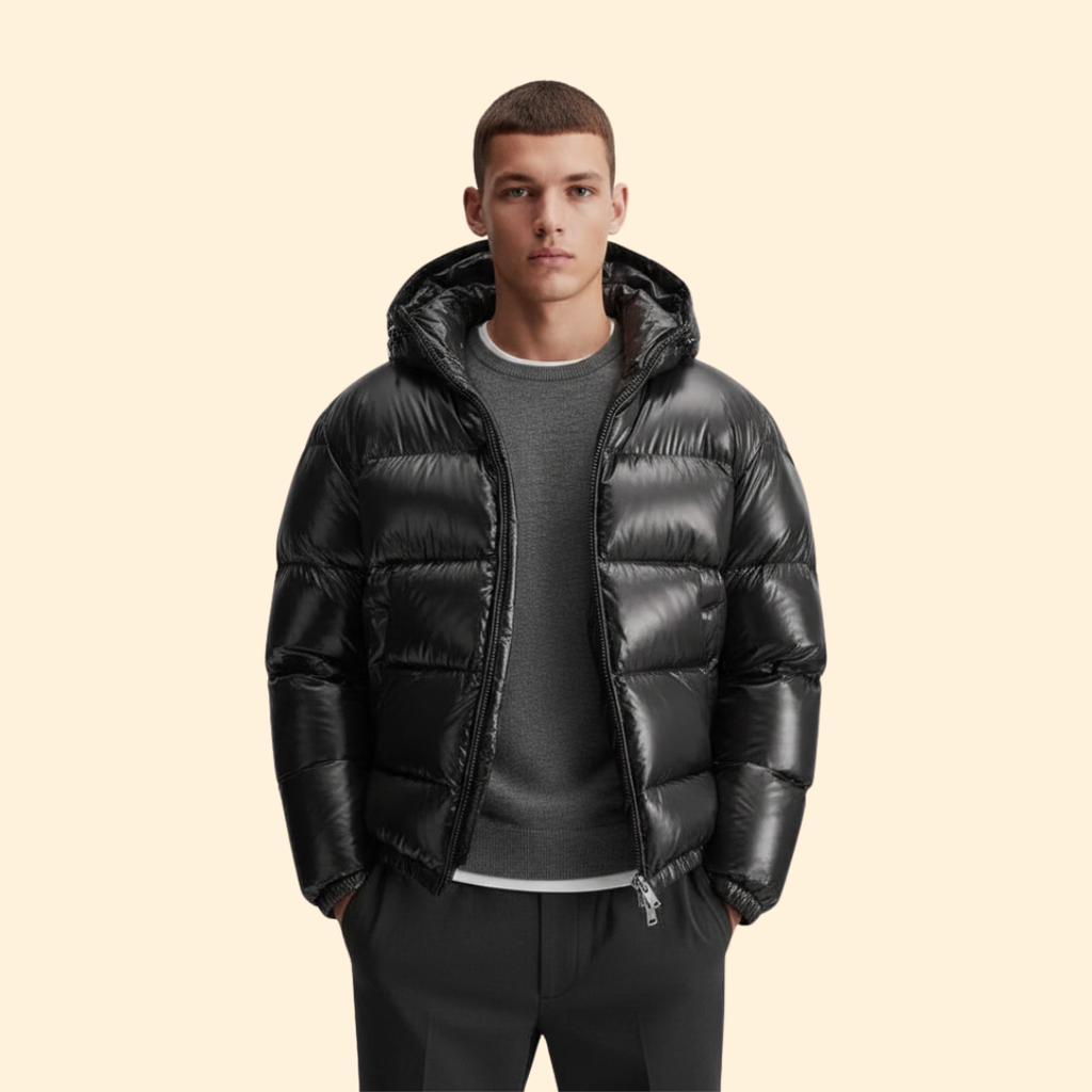 Sleek Hooded Puffer Jacket – Winter Fashion, Outdoor Activities