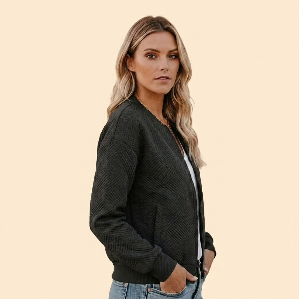 Women’s Sherpa Zip-Up Bomber Jacket – Casual Wear, Outdoor Activities