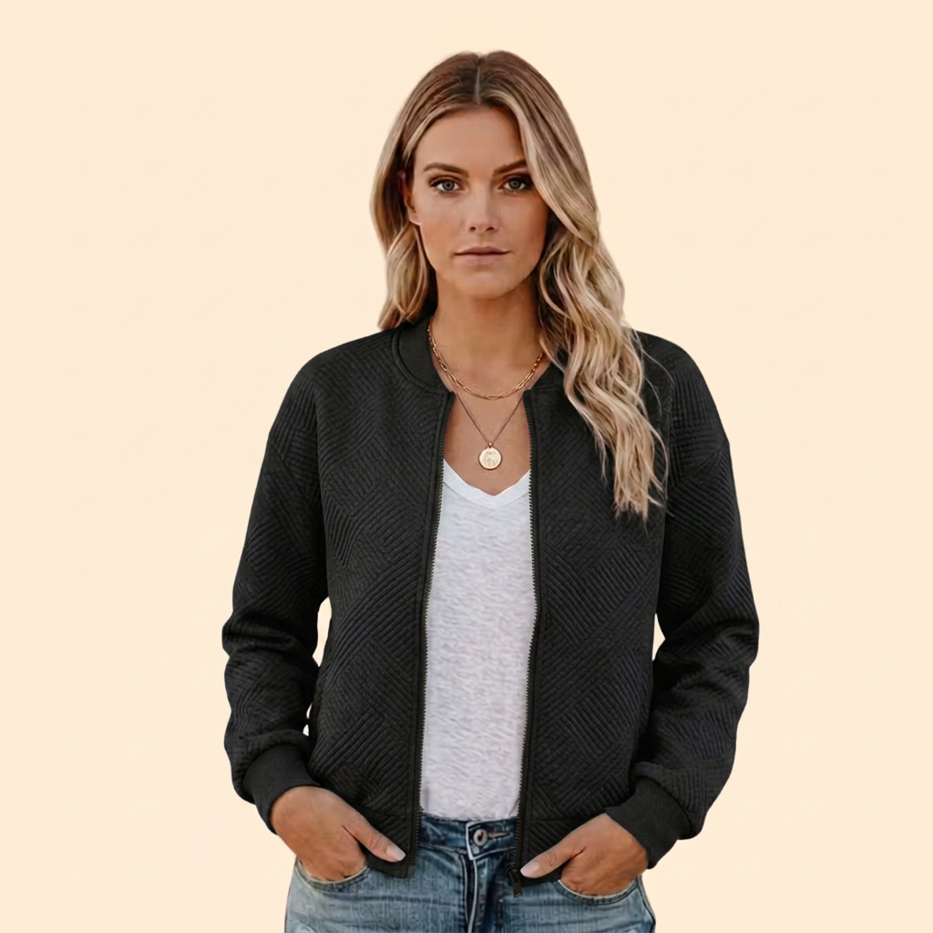 Women’s Sherpa Zip-Up Bomber Jacket – Casual Wear, Outdoor Activities