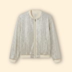 Chic Sequined Bomber Jacket for Women – Casual Wear, Night Out