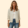 Chic Sequined Bomber Jacket for Women – Casual Wear, Night Out