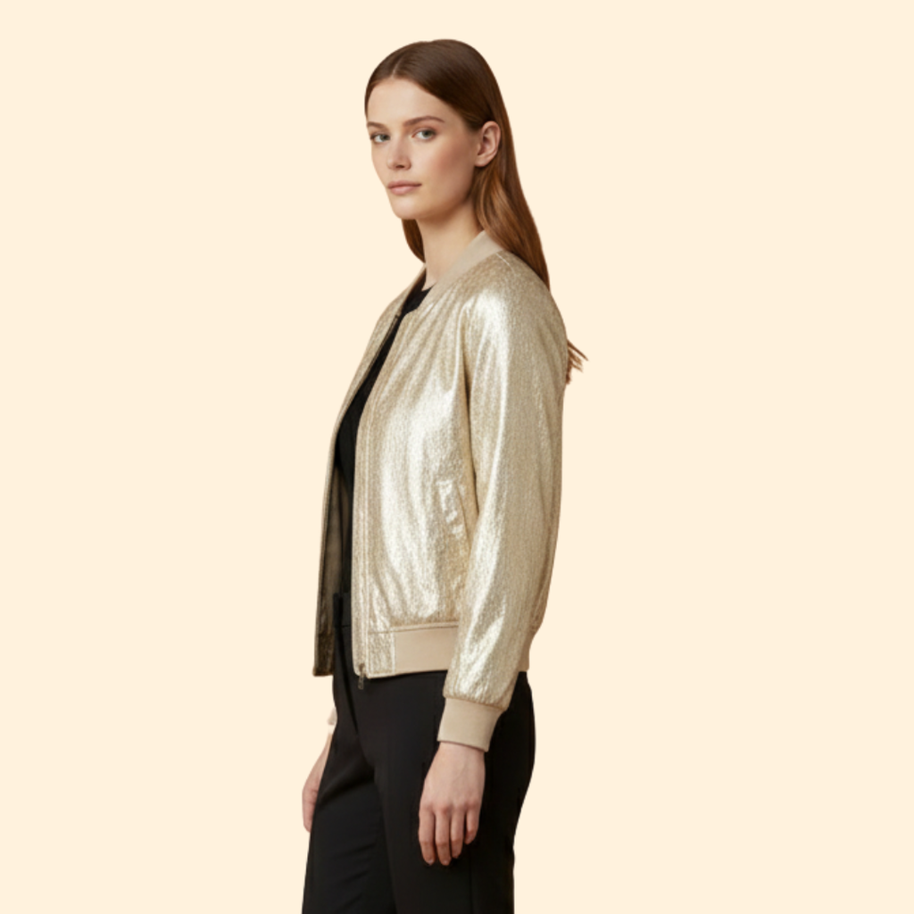 Women's Bomber Jacket in Golden Glow – Casual, Stylish Outerwear