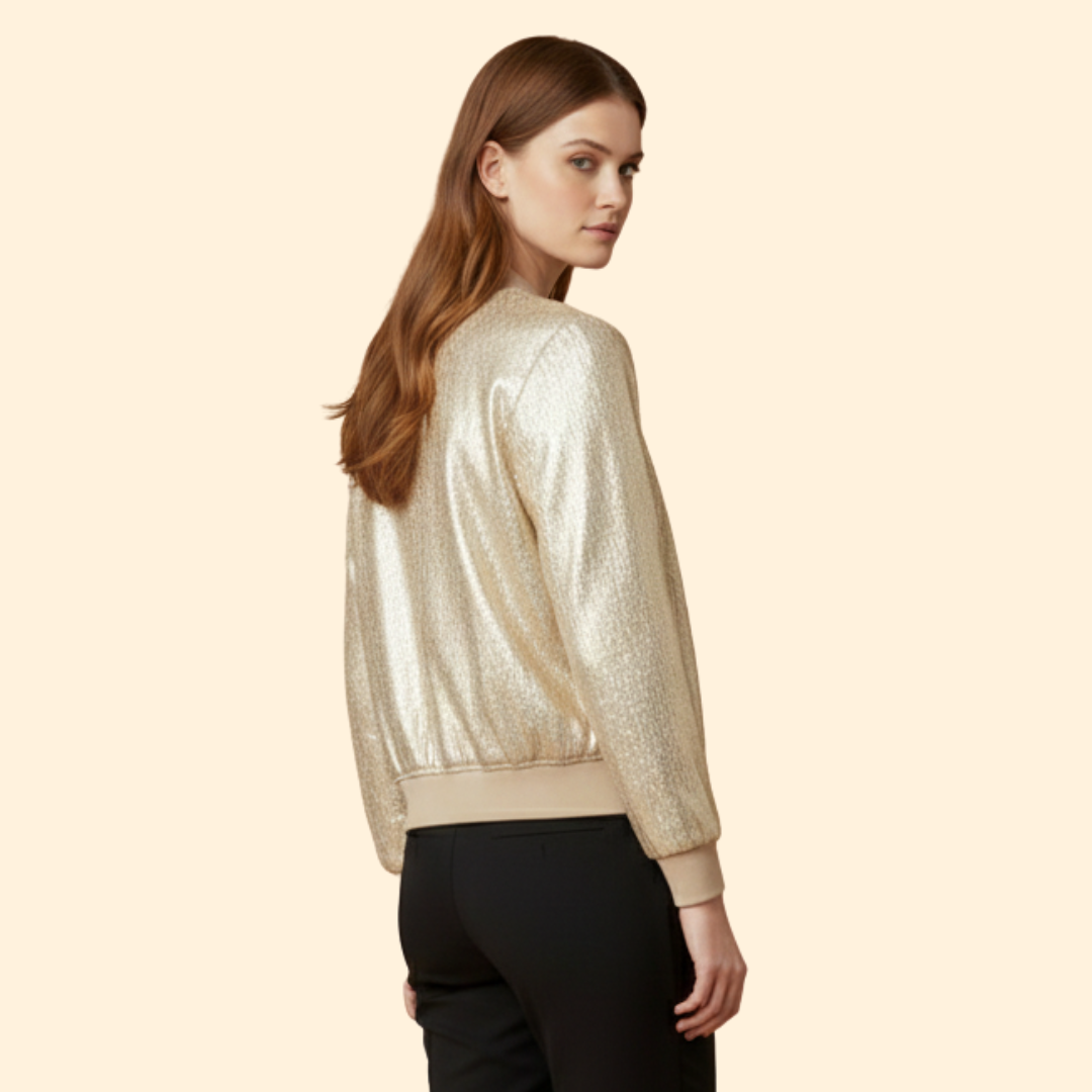 Women's Bomber Jacket in Golden Glow – Casual, Stylish Outerwear