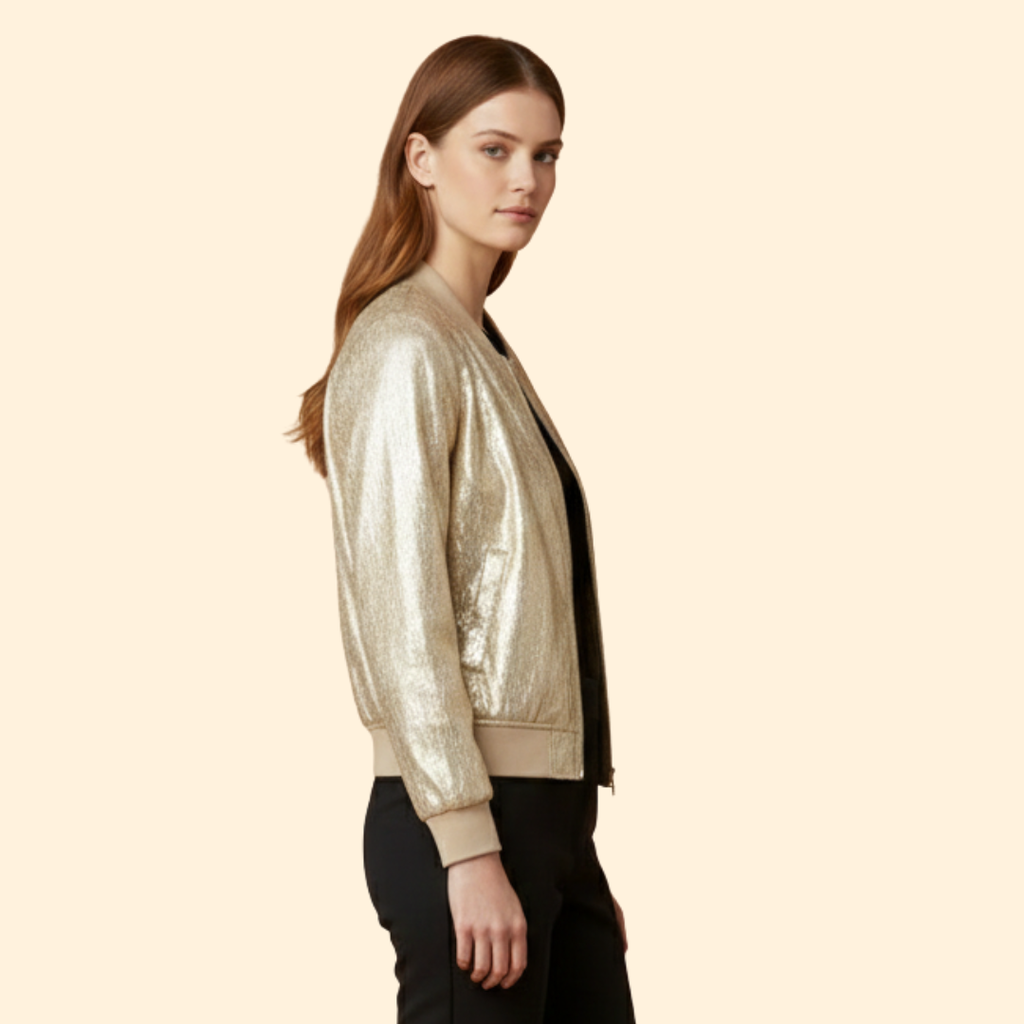 Women's Bomber Jacket in Golden Glow – Casual, Stylish Outerwear