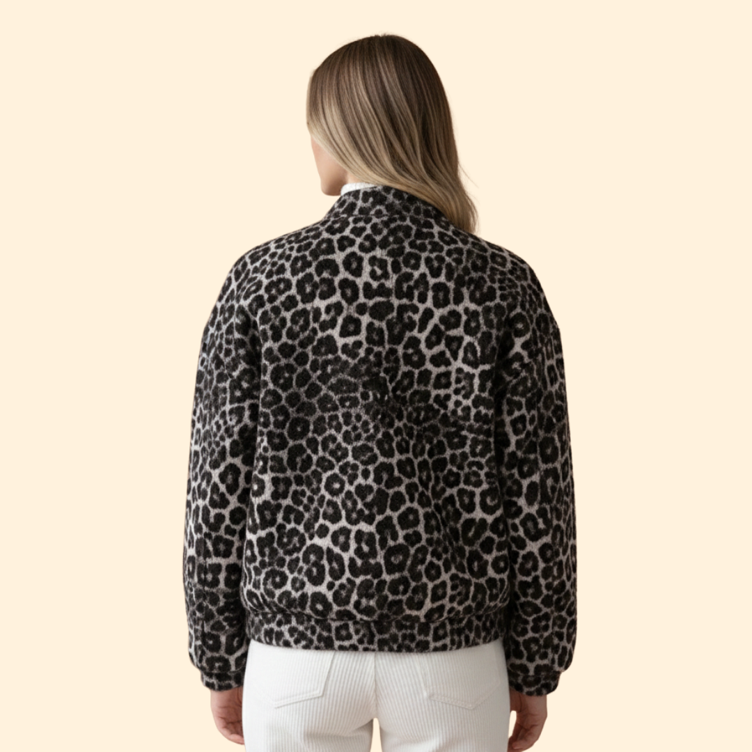Leopard Print Bomber Jacket for Women – Casual Wear, Stylish Layering