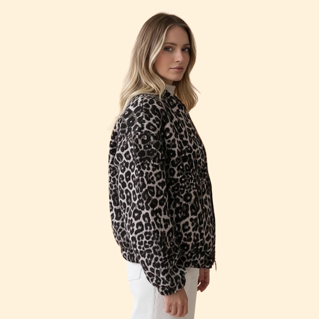Leopard Print Bomber Jacket for Women – Casual Wear, Stylish Layering