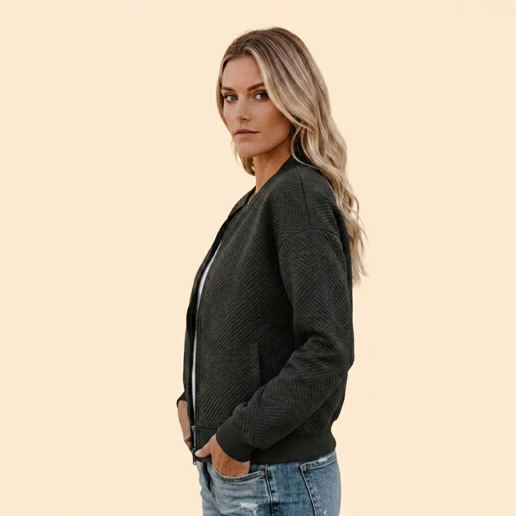 Women’s Sherpa Zip-Up Bomber Jacket – Casual Wear, Outdoor Activities