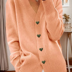 Cardigan con scollo a V e bottoni a cuore – Abbigliamento casual, a strati