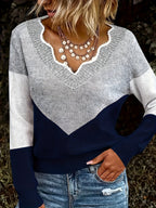 V-Neck Colorblock Sweater – Casual Wear, Stylish Layering