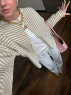 Striped Knit Cardigan with Buttons – Casual, Office