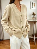 Cardigan con scollo a V e bottoni a cuore – Abbigliamento casual, a strati