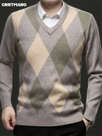 Maglione con scollo a V a rombi | Stile classico – Abbigliamento casual, tenuta da ufficio