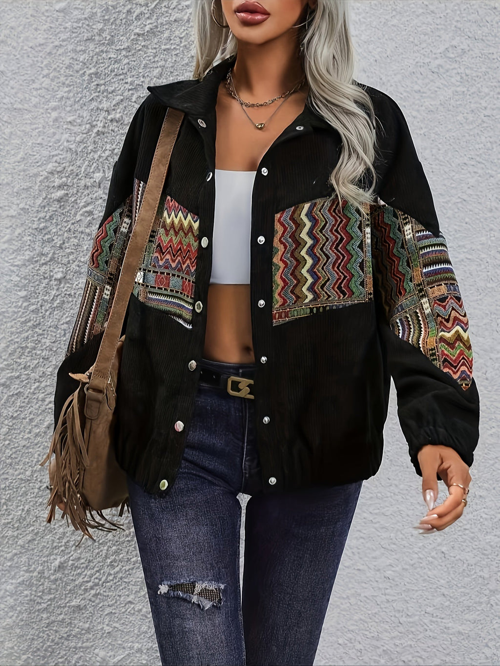 Giacca Patchwork Statement – Abbigliamento casual, all'avanguardia della moda