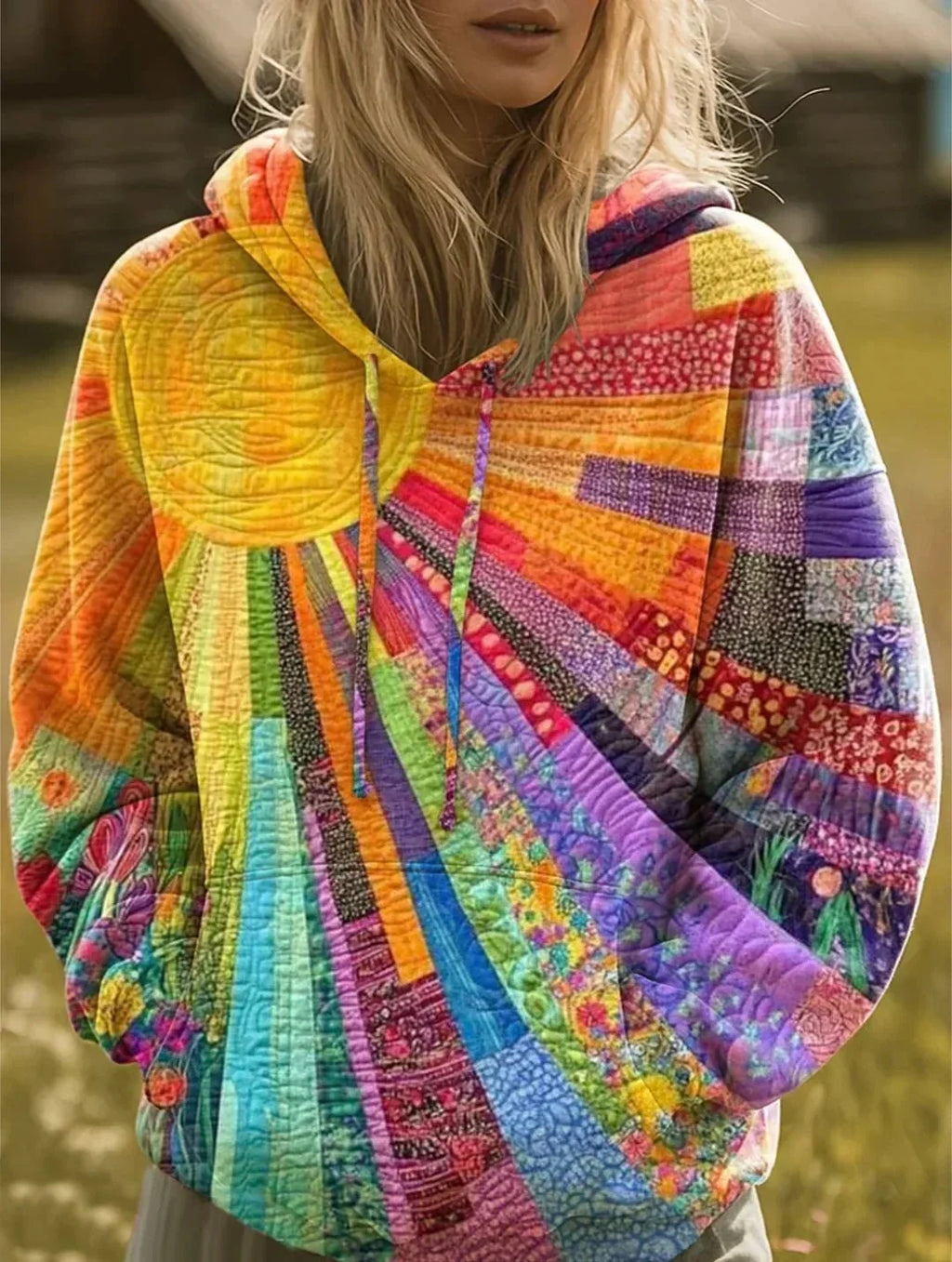 Bohemian Patchwork Hoodie | Soft Fabric | Casual Wear for Women - Satinnis