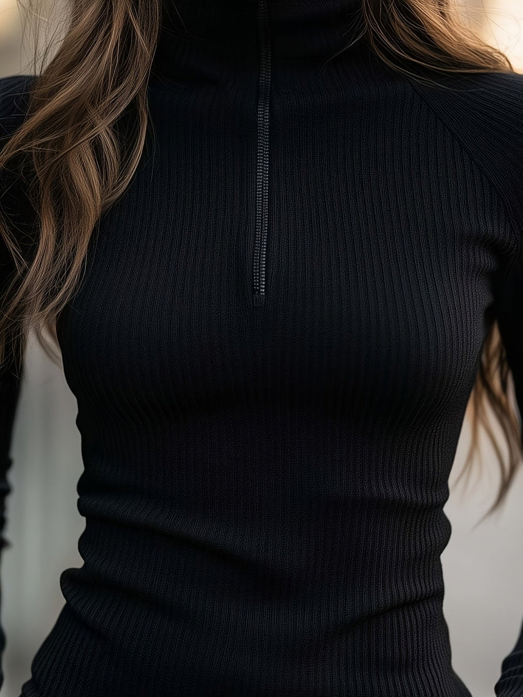 Half-Zip High-Neck Top – Casual Wear, Everyday Style