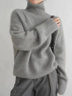 Cashmere Turtleneck Sweater for Women | Elegant High Collar Design - Satinni