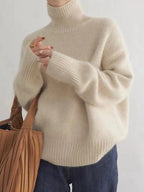 Cashmere Turtleneck Sweater for Women | Elegant High Collar Design - Satinni