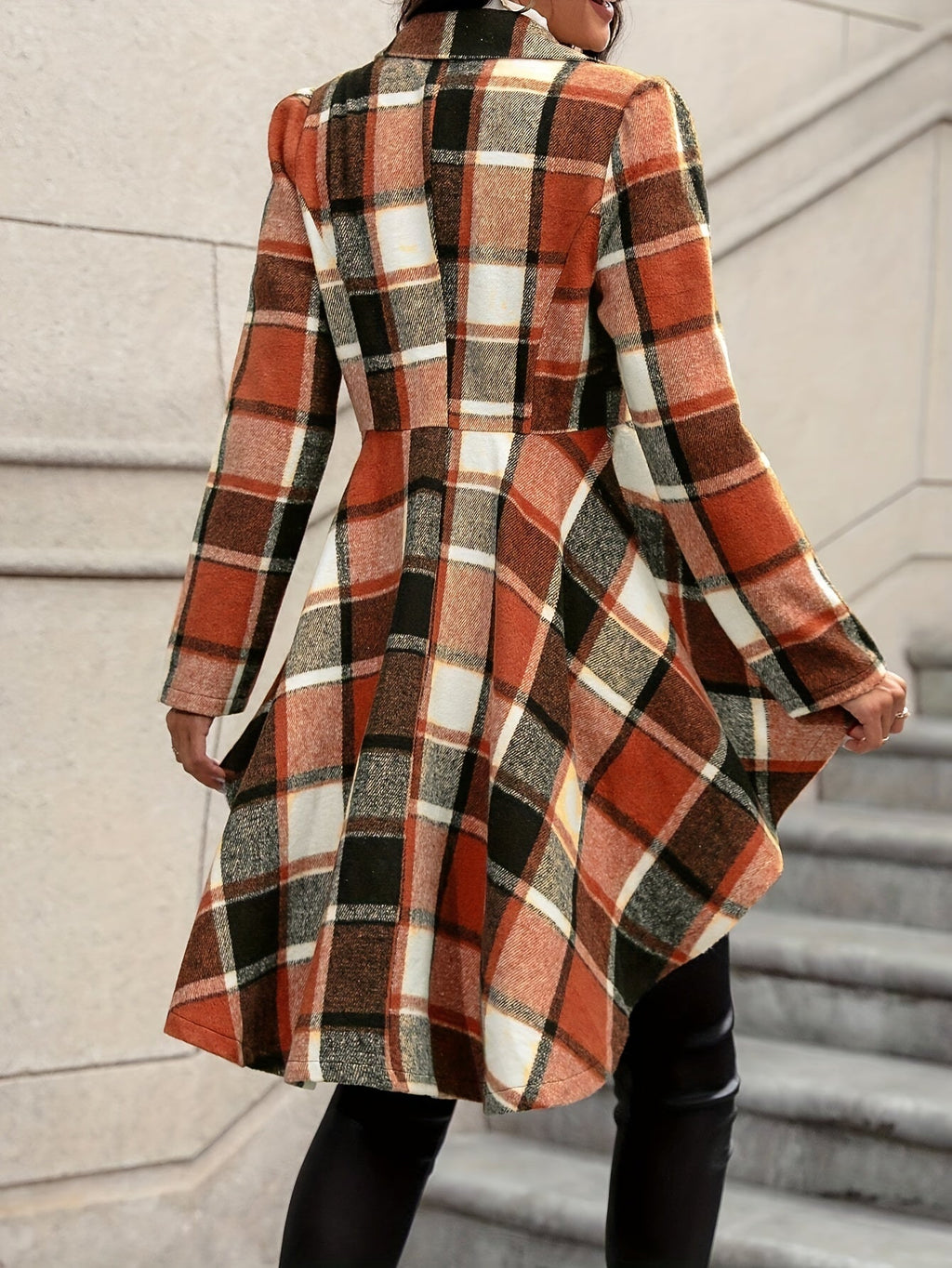 Giacca a quadri drappeggiata – Abbigliamento casual, strato elegante