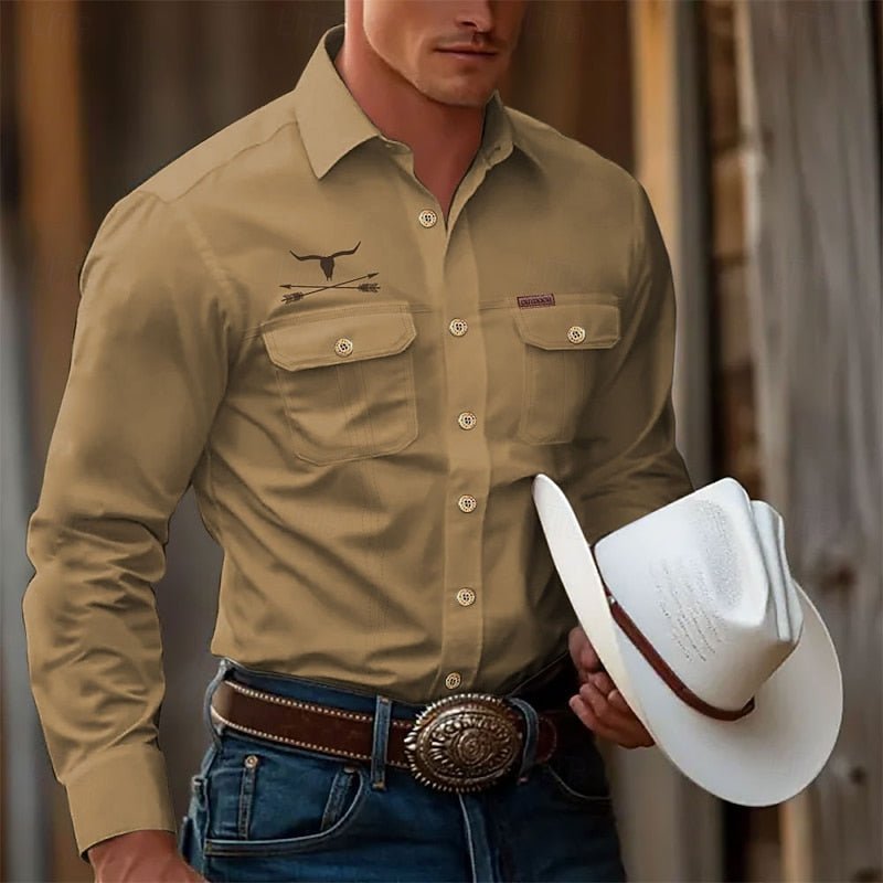 Classic Western Long-Sleeve Shirt in Cotton for Casual Wear - Satinni
