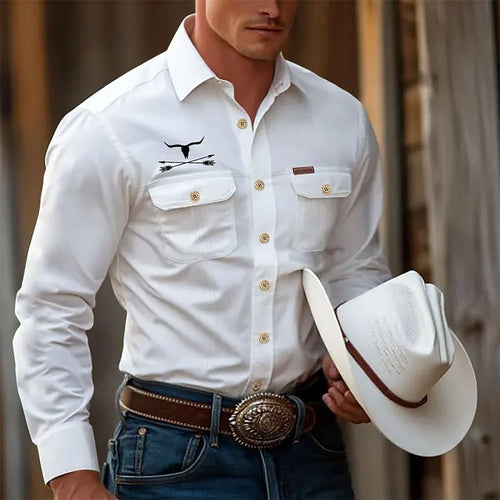 Classic Western Long-Sleeve Shirt in Cotton for Casual Wear - Satinni