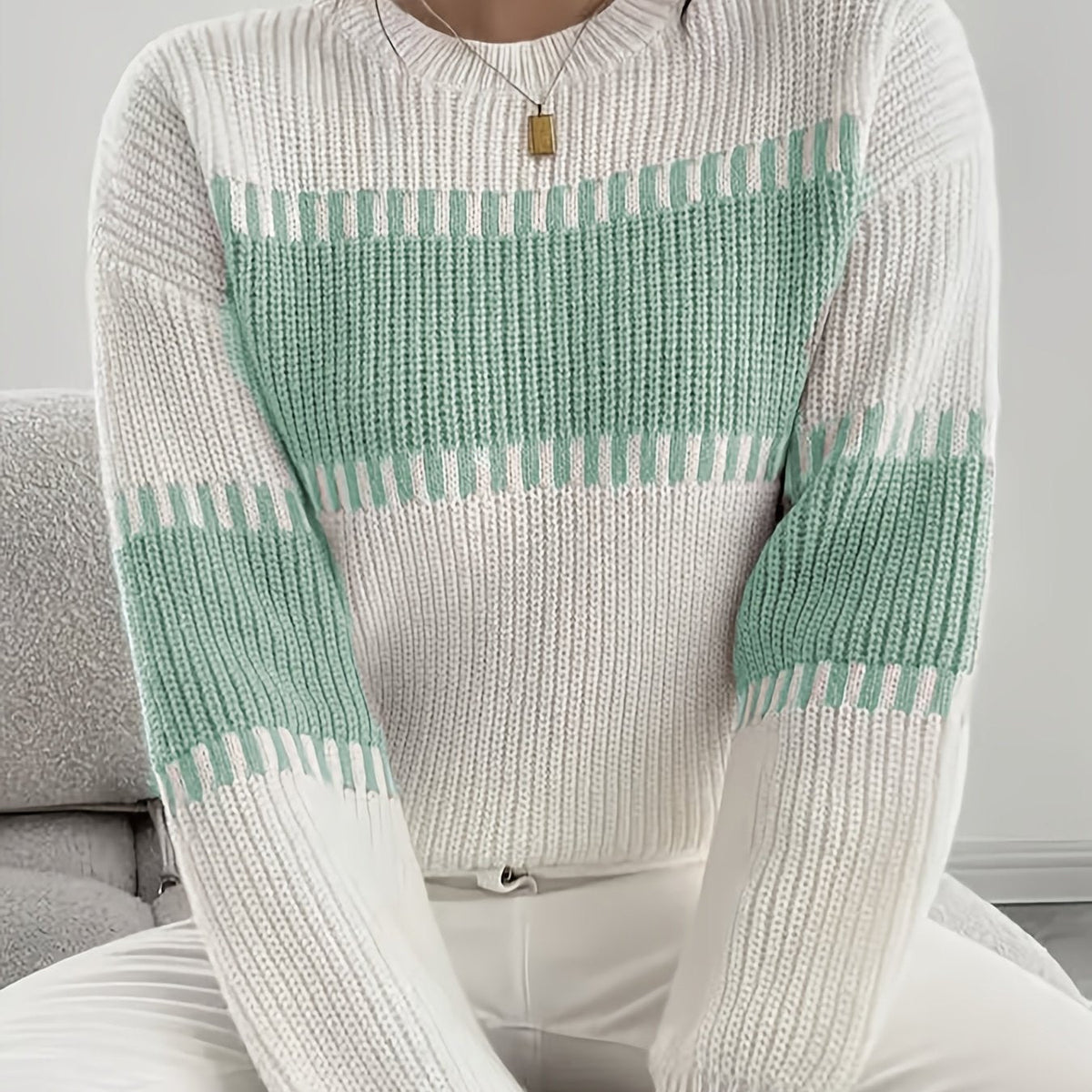 Maglione a righe color-block – Abbigliamento casual, stile quotidiano
