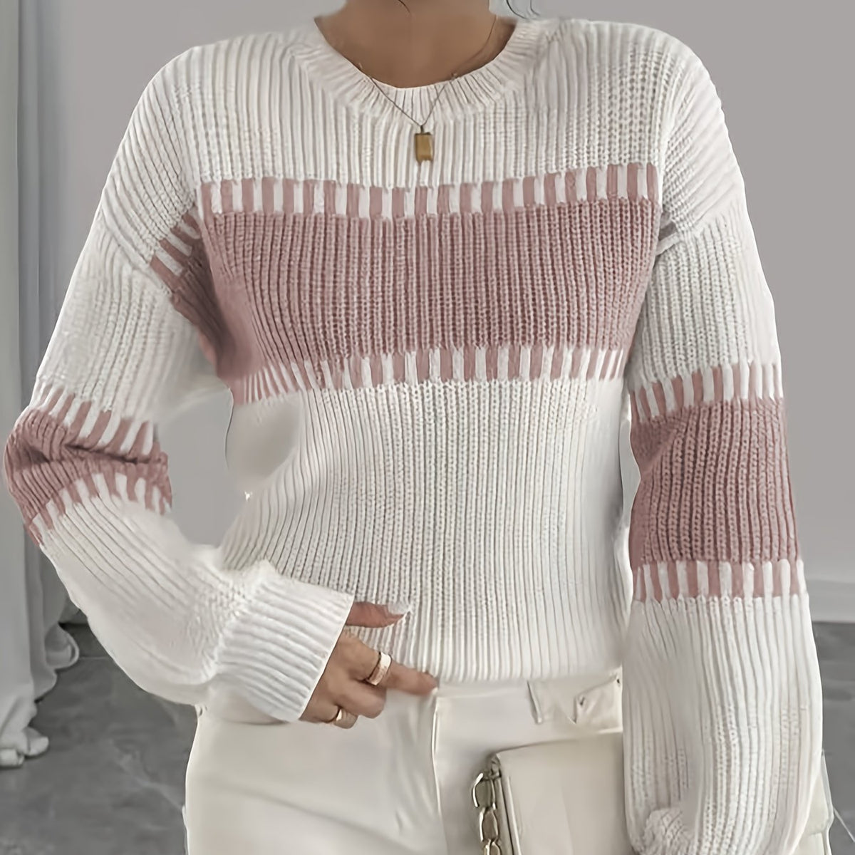 Maglione a righe color-block – Abbigliamento casual, stile quotidiano