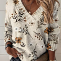 Maglione con scollo a V a fiori – Abbigliamento casual, stile quotidiano