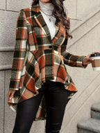 Giacca a quadri drappeggiata – Abbigliamento casual, strato elegante