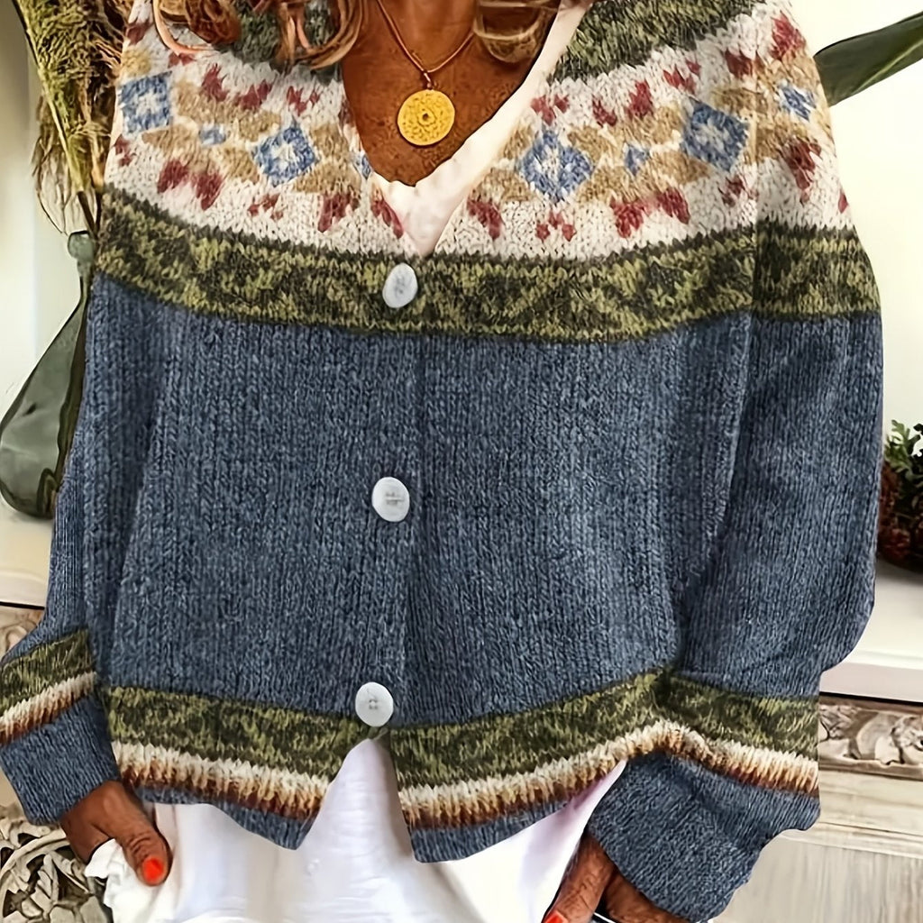 Cardigan con bottoni a fantasia – Abbigliamento casual, a strati