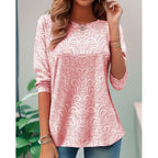 Floral Long-Sleeve Tunic Top | Elegant Design | Women's Fashion Apparel - Satinnis