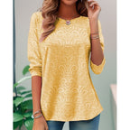 Floral Long-Sleeve Tunic Top | Elegant Design | Women's Fashion Apparel - Satinnis