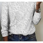 Floral Long-Sleeve Tunic Top | Elegant Design | Women's Fashion Apparel - Satinnis