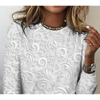 Floral Long-Sleeve Tunic Top | Elegant Design | Women's Fashion Apparel - Satinnis