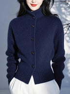 High-Neck Button Cardigan in Soft Knit for Women’s Casual Wear - Satinni