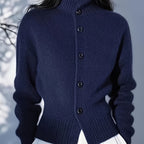 High-Neck Button Cardigan in Soft Knit for Women’s Casual Wear - Satinni