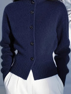High-Neck Button Cardigan in Soft Knit for Women’s Casual Wear - Satinni