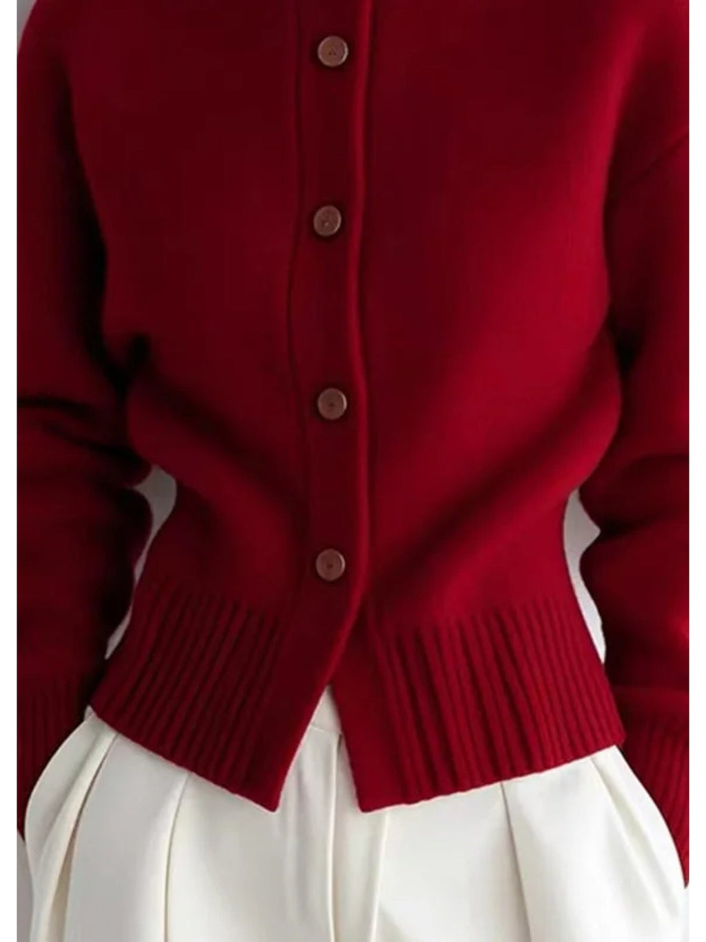 High-Neck Button Cardigan in Soft Knit for Women’s Casual Wear - Satinni
