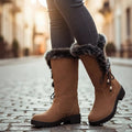 Knee-High Winter Boots with Fur Trim | Stylish and Warm Footwear for Cold Weather - Satinni